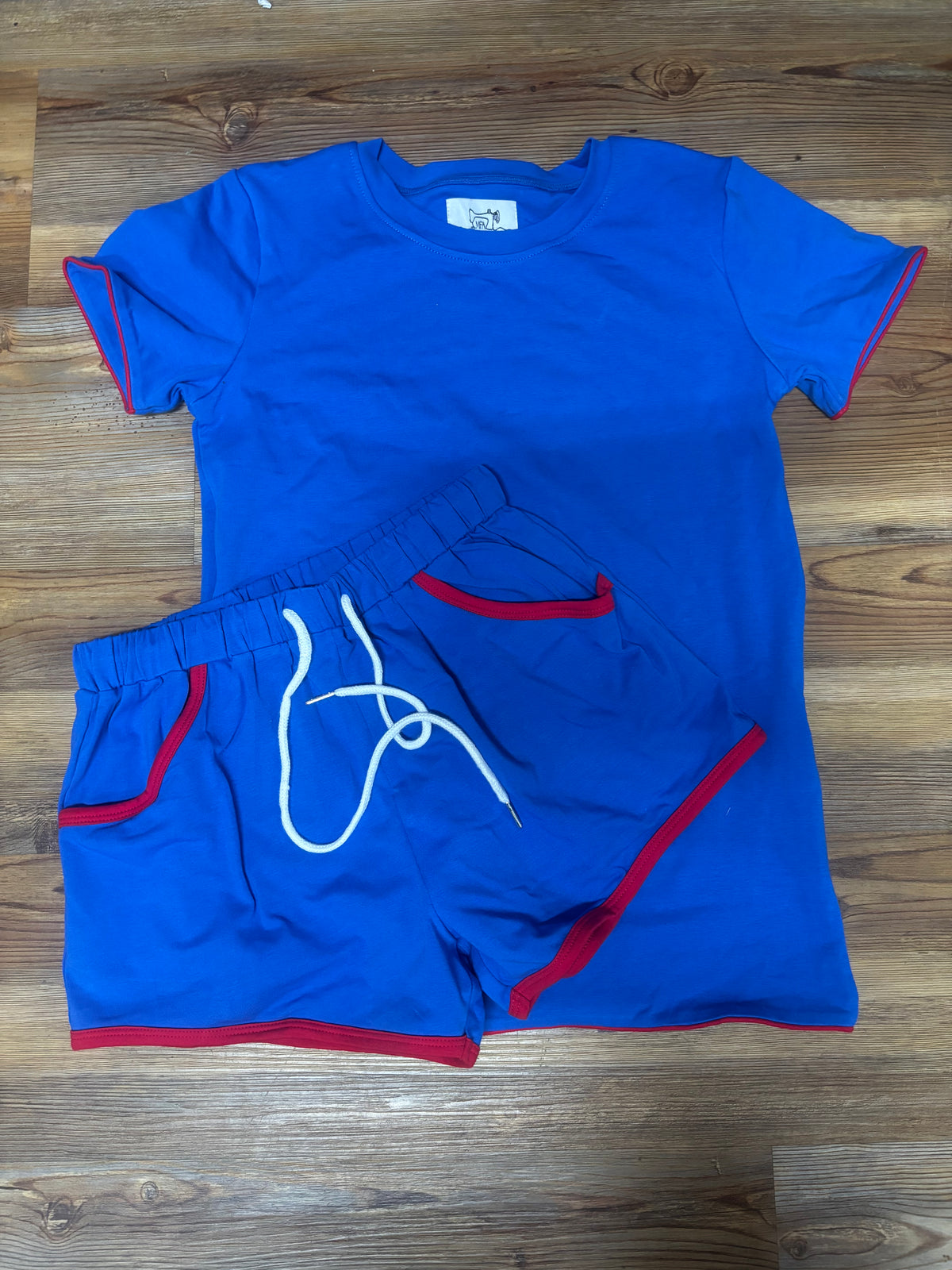 Blue/Red Trim Short Set