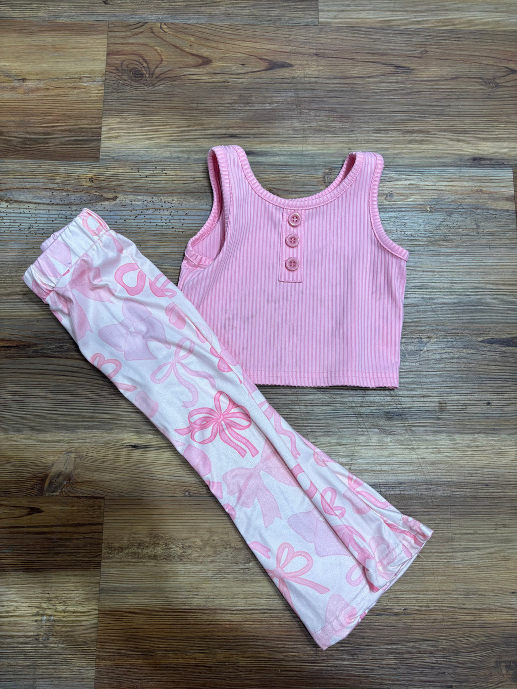 Pink Ribbons Cropped Set (spots)