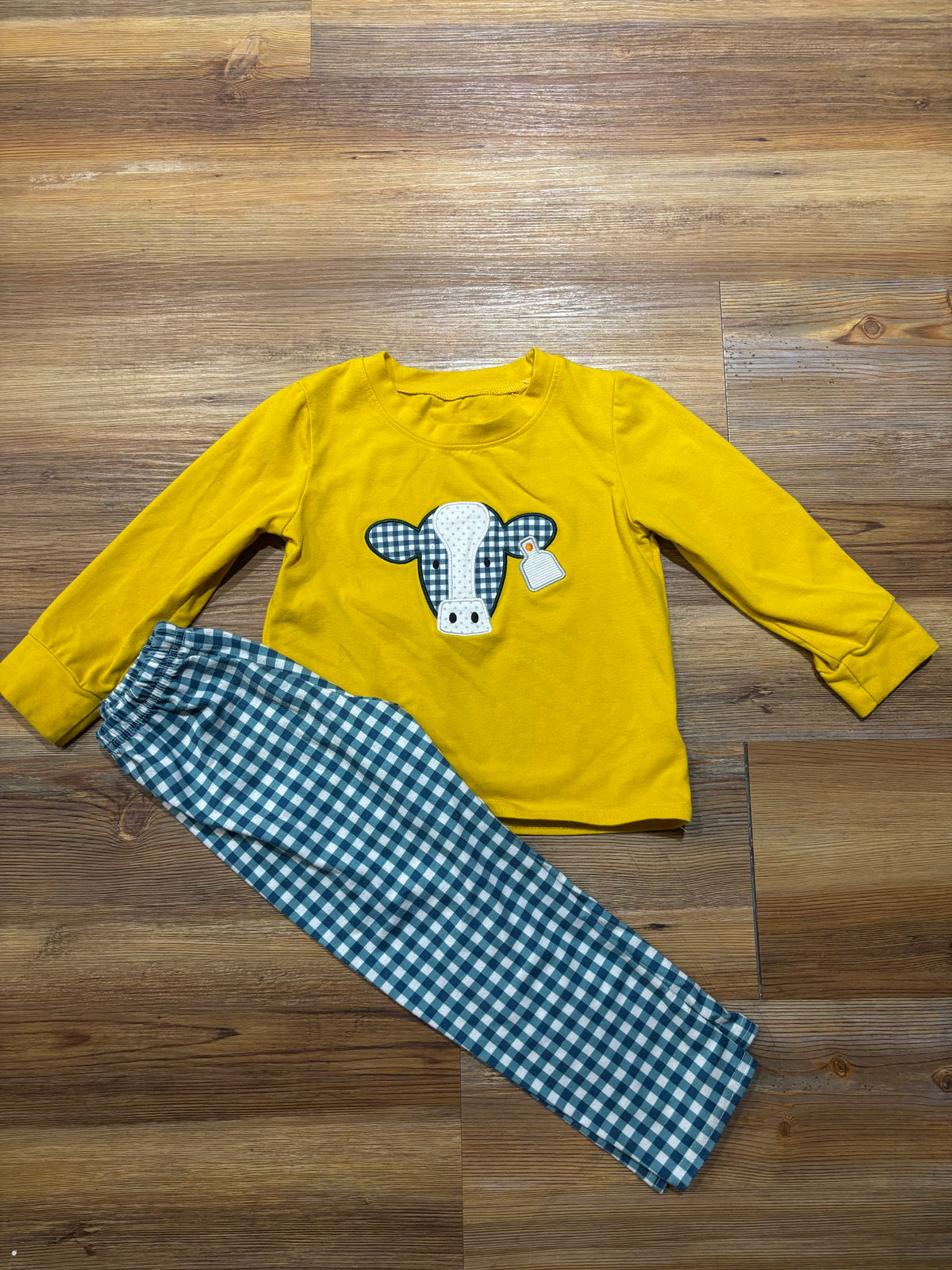 Yellow Plaid Cow Set