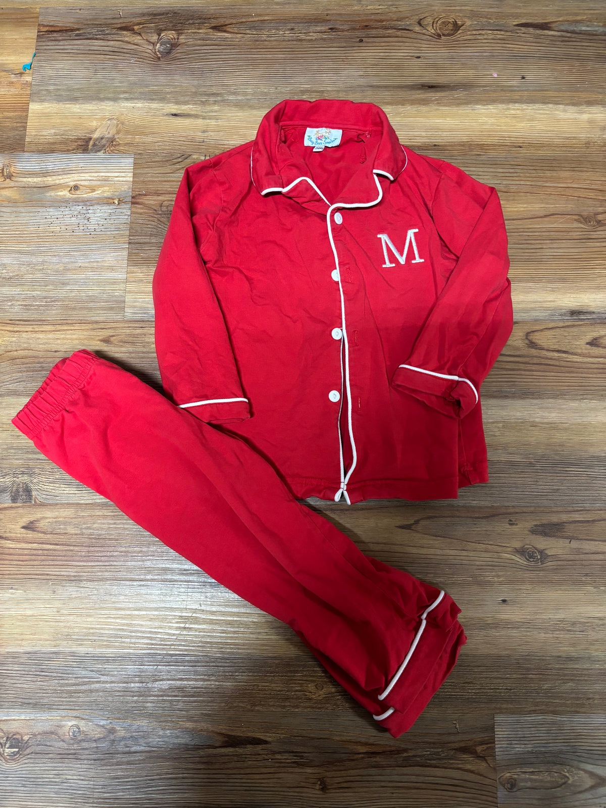 Red Initial Button Down PJ Set