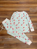 Adult Blue Santa Polka Dot PJ Set
