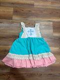 Teal/Coral Lace Cross Dress