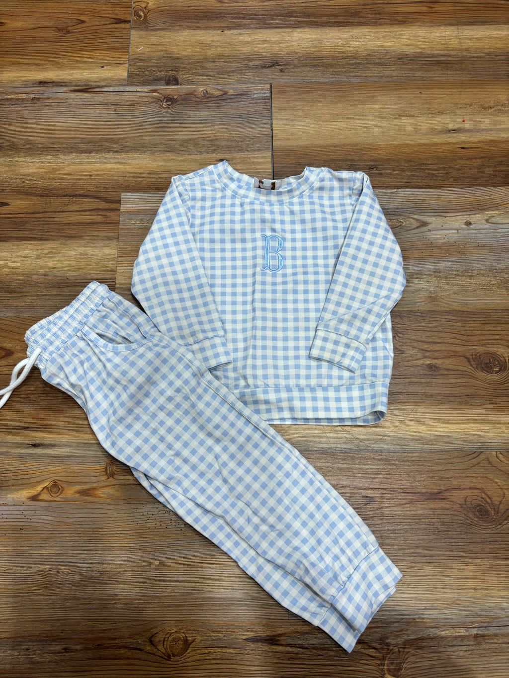 Blue Gingham "B" Set (spots)