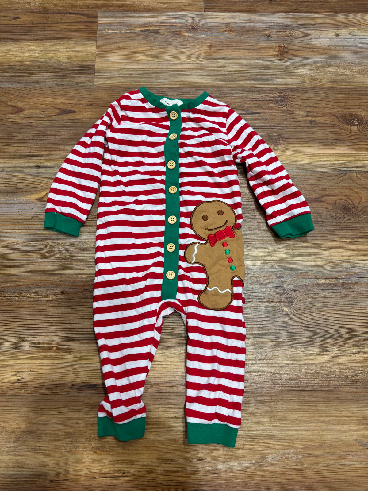 Striped Gingerbread Buttons Romper