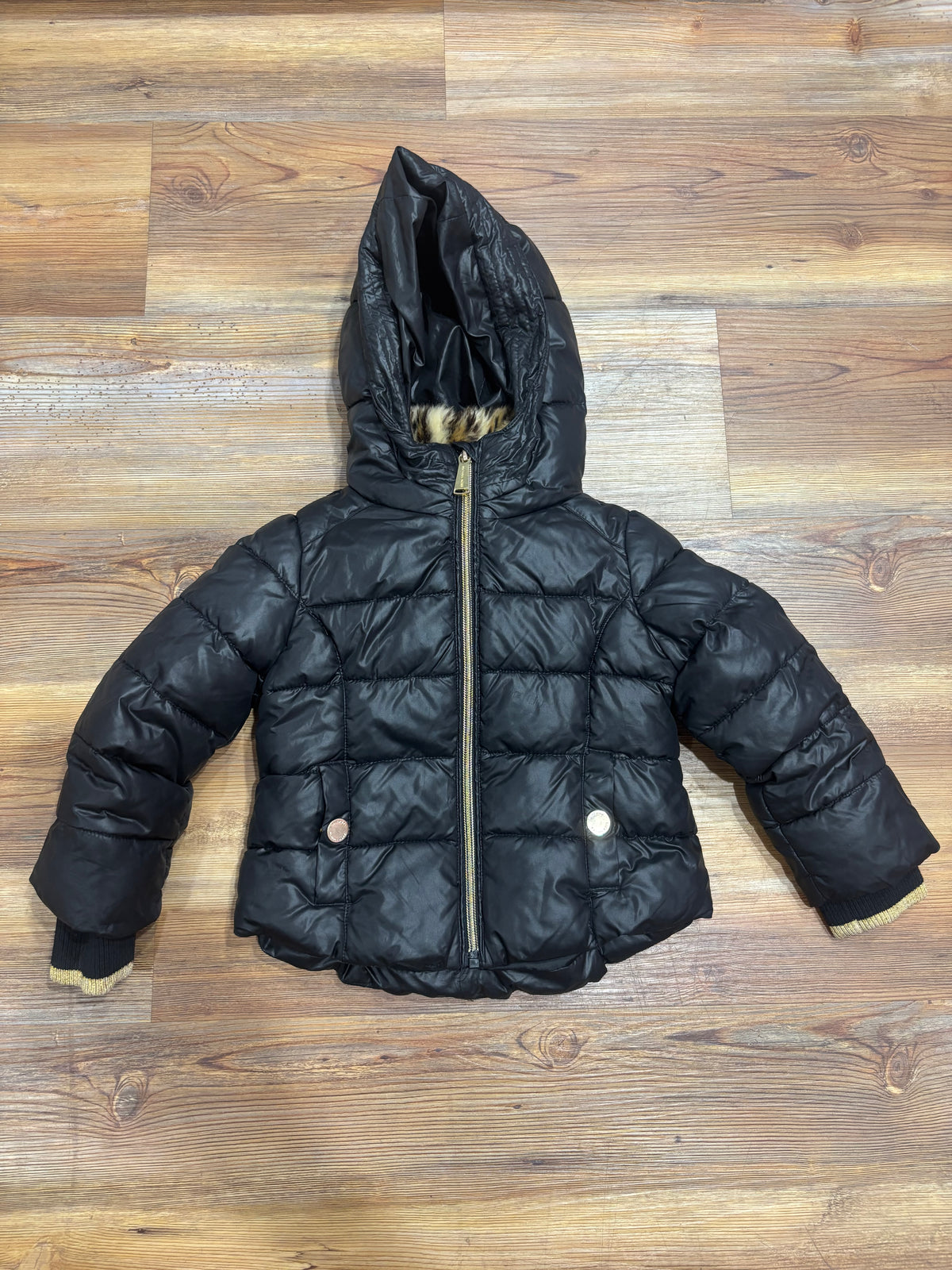 Black Puffer Leopard Jacket