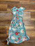 Blue Floral Overskirt Romper (spots)