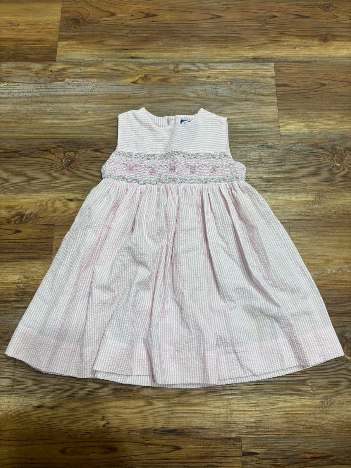 Pink Seersucker Smock Dress (spots)
