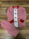 Red Striped French Knot Santa Set