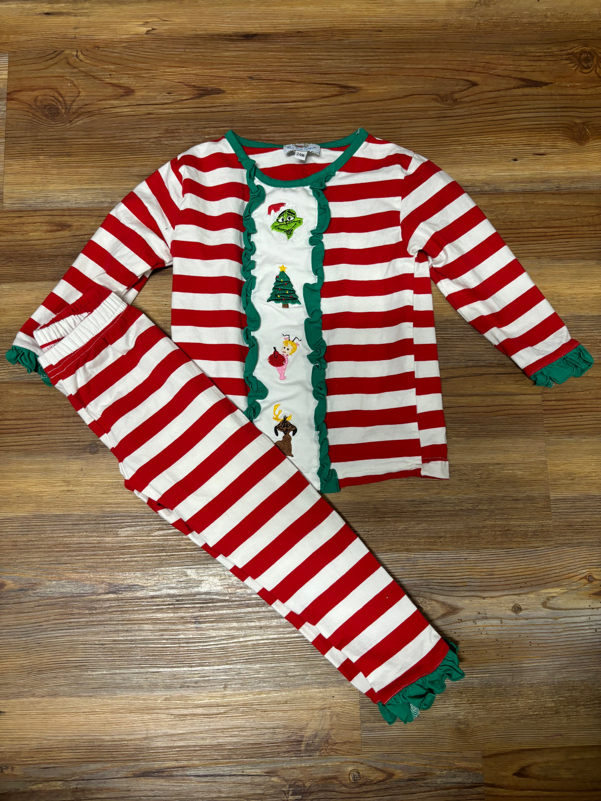 Red Stripe Grinch Ruffle PJ Set
