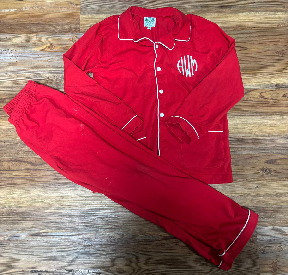 HMW Monogram Red Button Down PJ Set (spots)