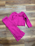 Pink Ribbed Ruffle Set