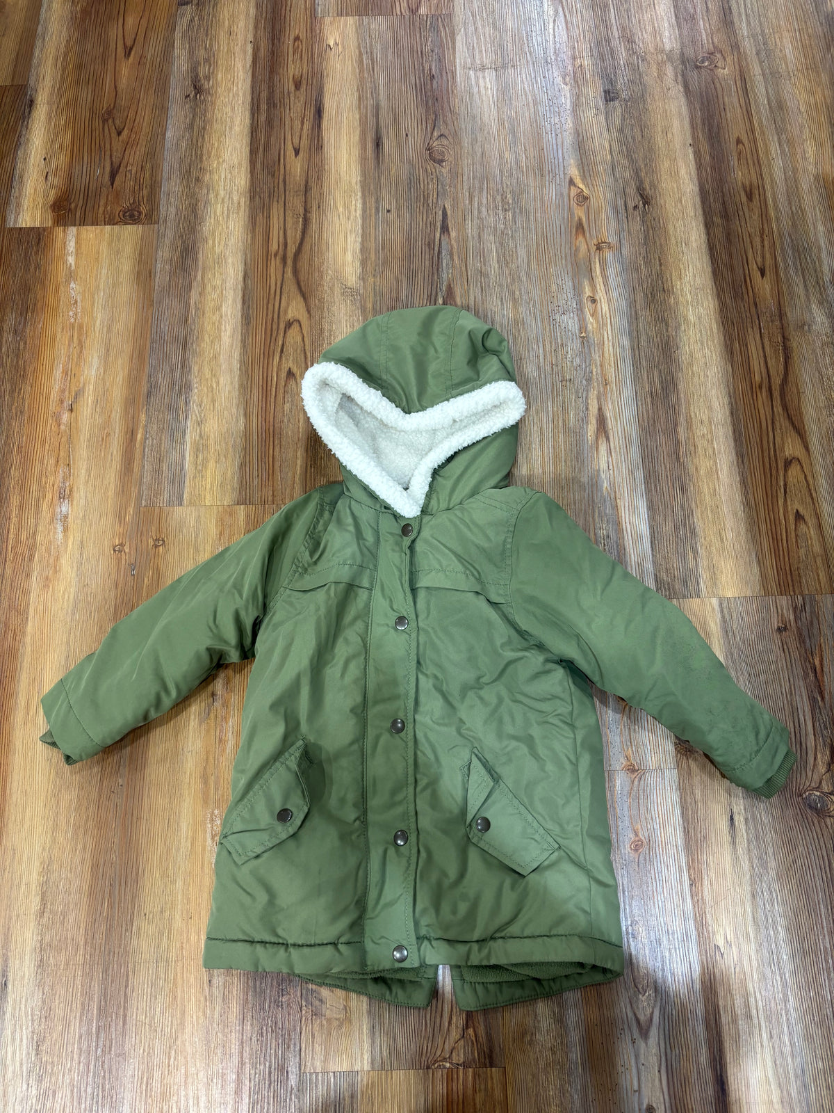 Moss Green Fuzzy Hooded Jacket