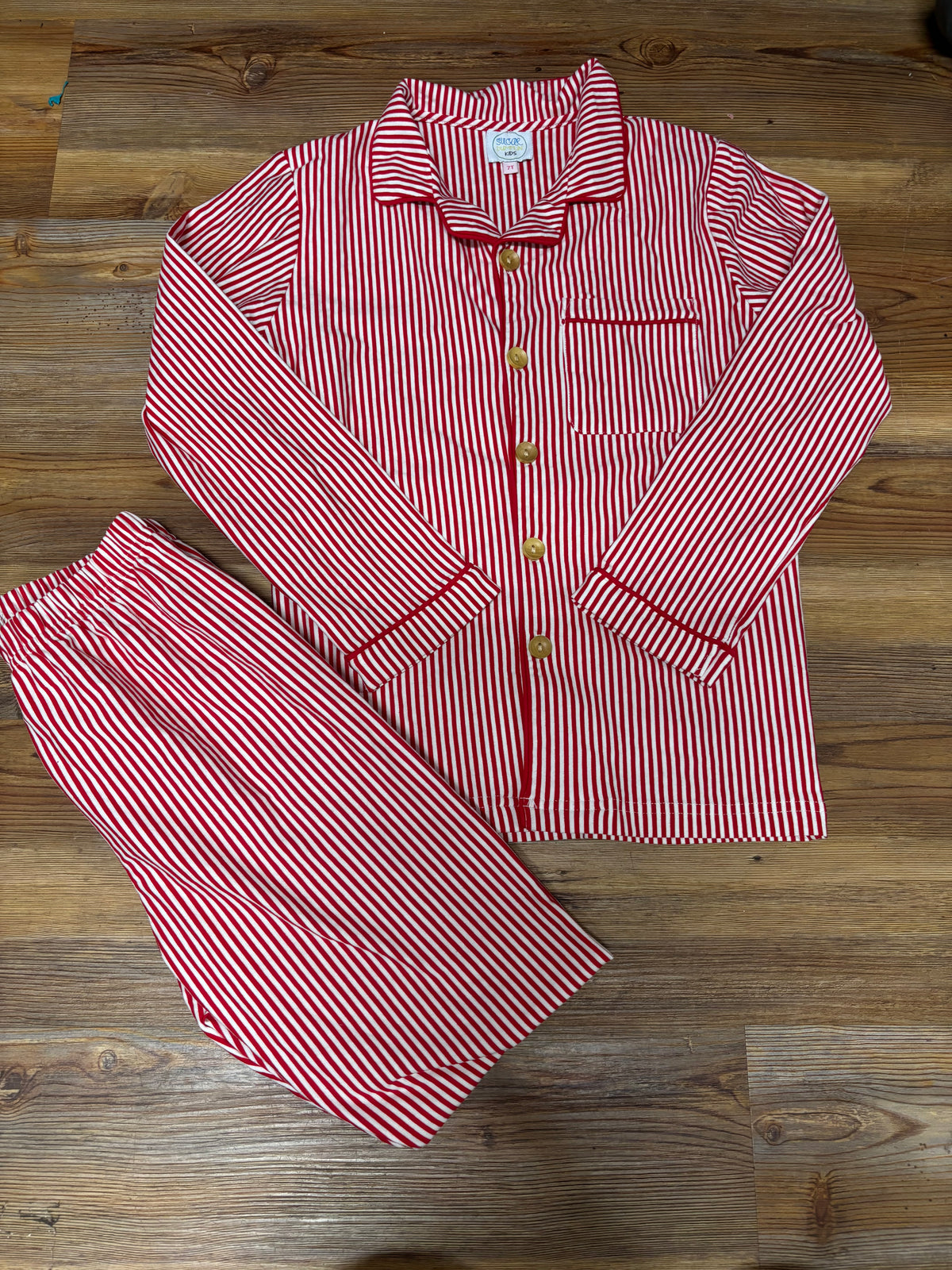 Red Stripe Button Down PJ Set