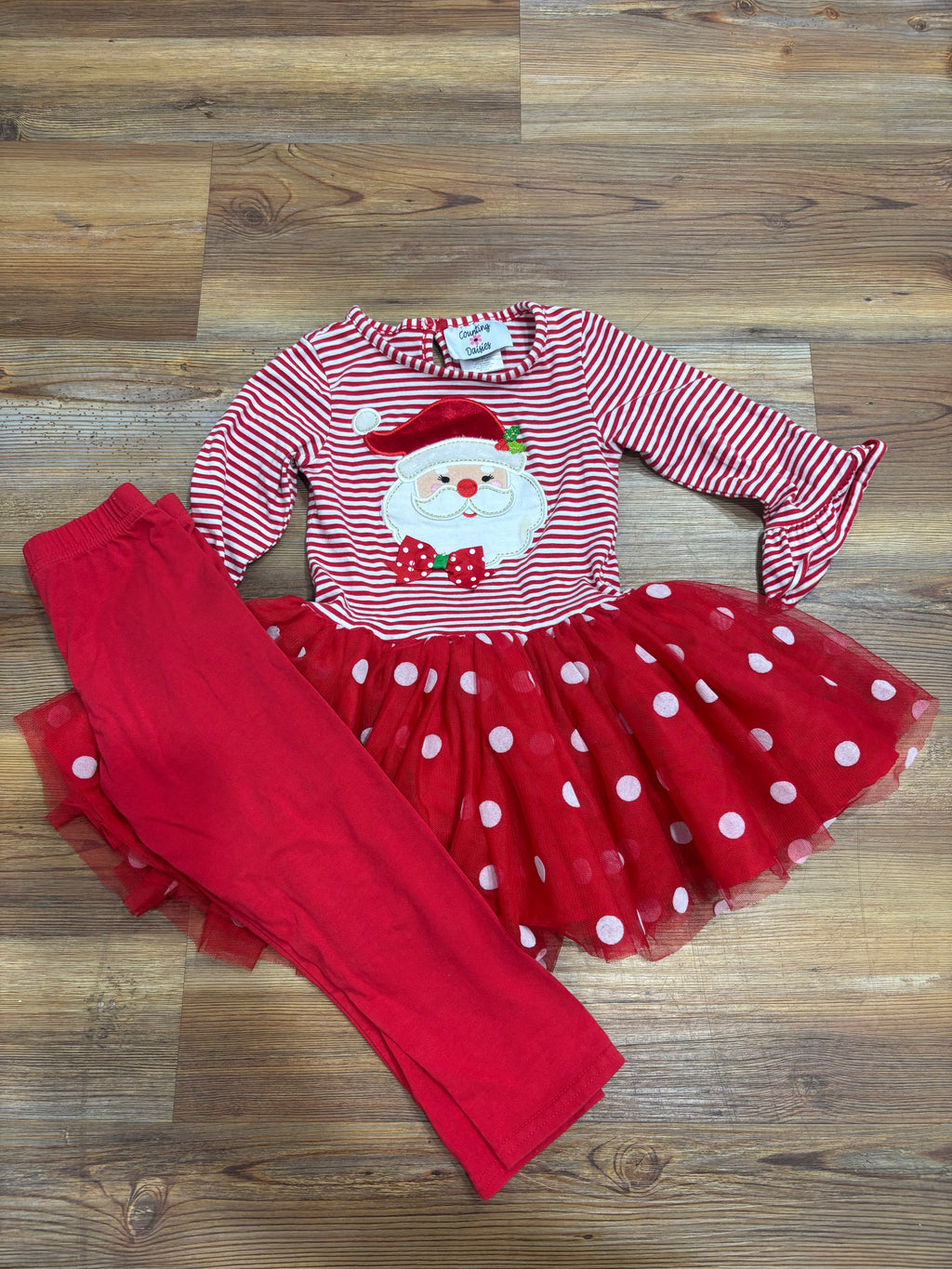Red Stripe Tutu Santa Set (spots)
