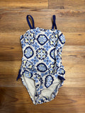 Blue Printed One PC Swimsuit (stained)