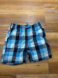 Blue Plaid Drawstring Shorts