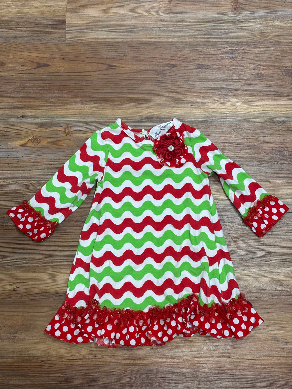 Red/Green Chevron & Polka Dots Dress
