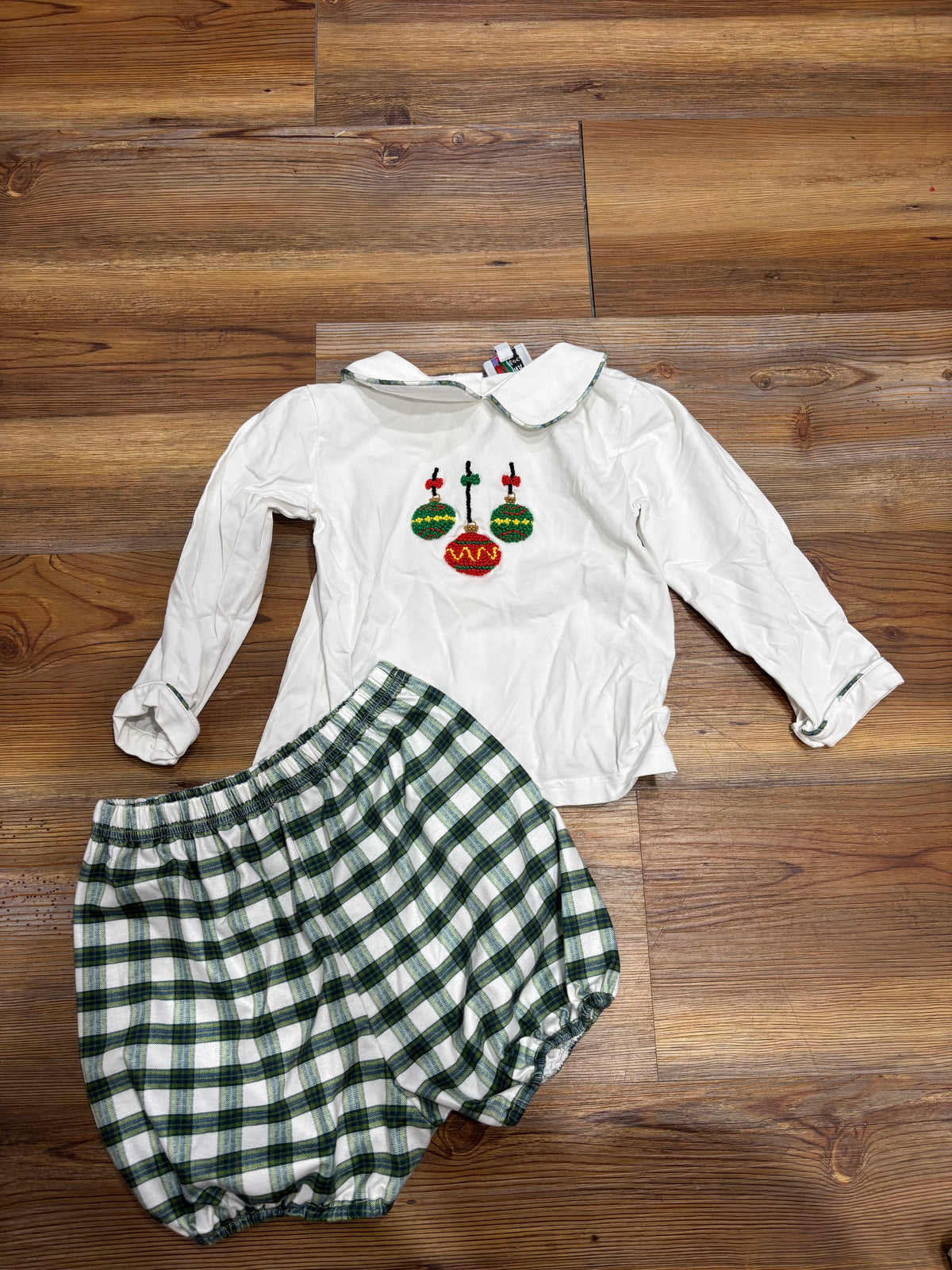 Plaid French Knot Ornament Bloomer Set
