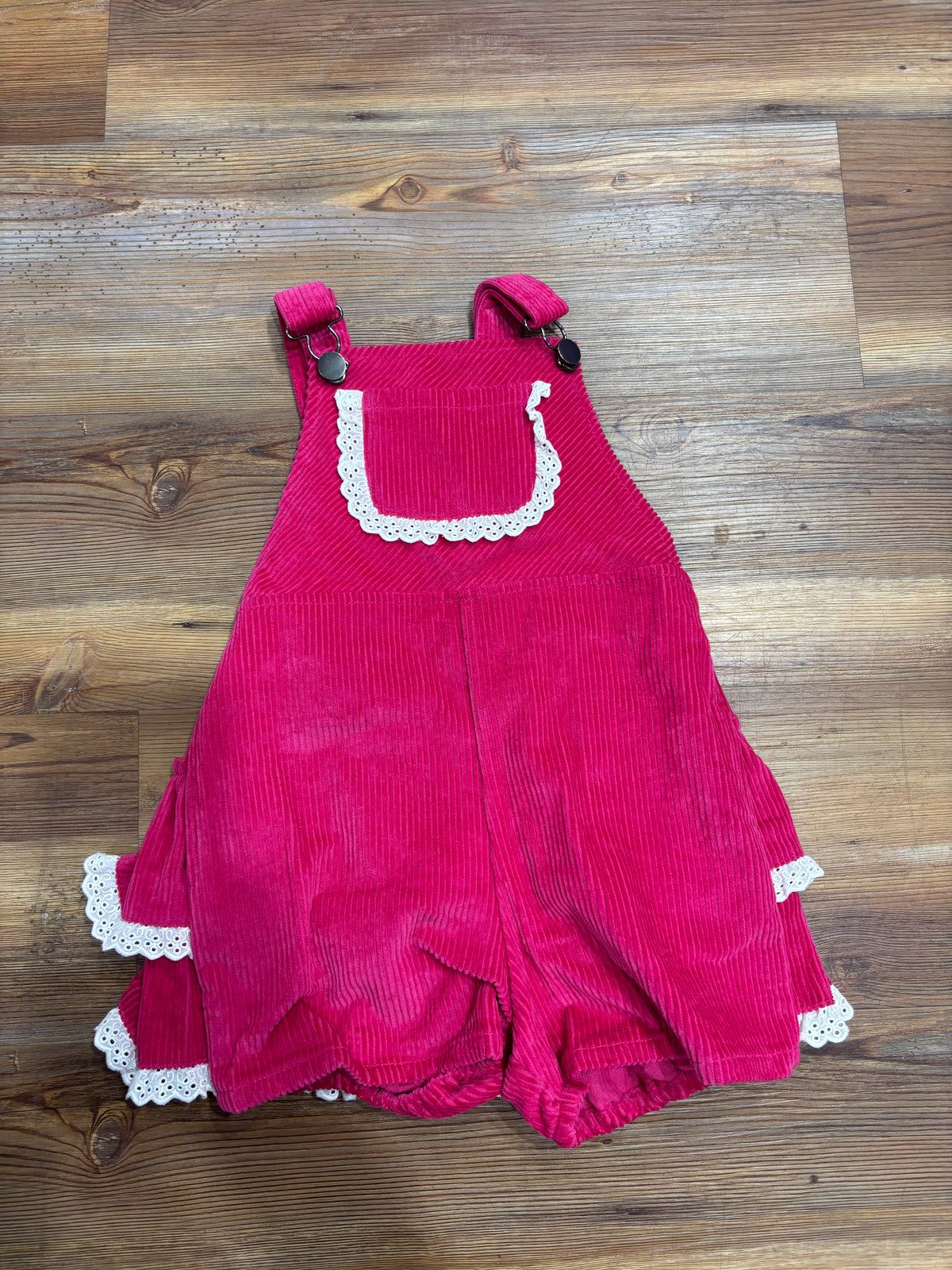 Pink Corduroy Overall Romper
