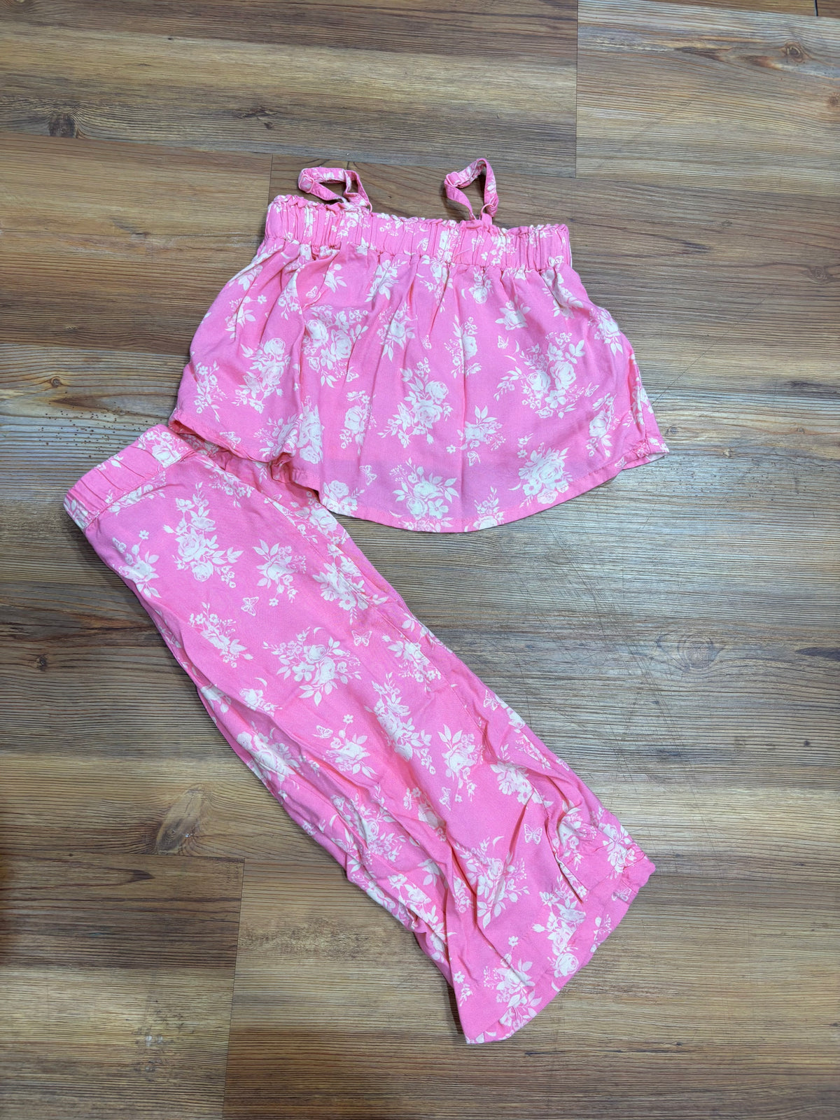 Pink Floral Cropped Set