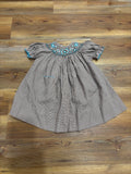 Brown Gingham Blue Smock Dress
