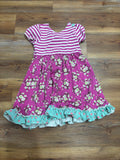 Purple Floral Ruffle Dress