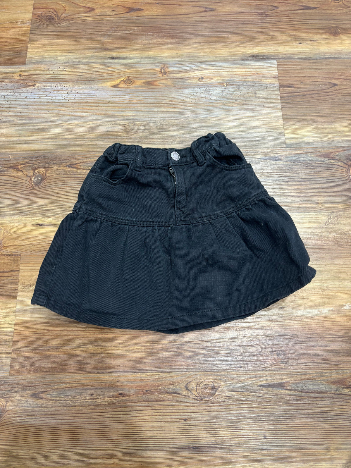 Black Denim Ruffle Skirt