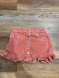 Coral Denim Ruffle Skirt