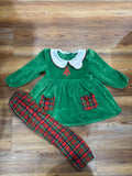 NWT Girls Velvet Plaid Christmas Tree Set