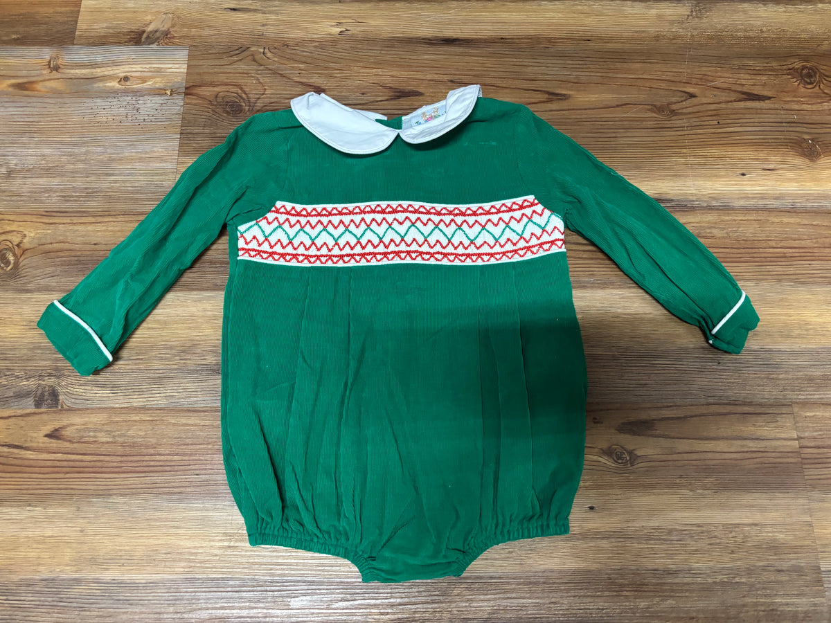 Green Smocked Corduroy Bubble