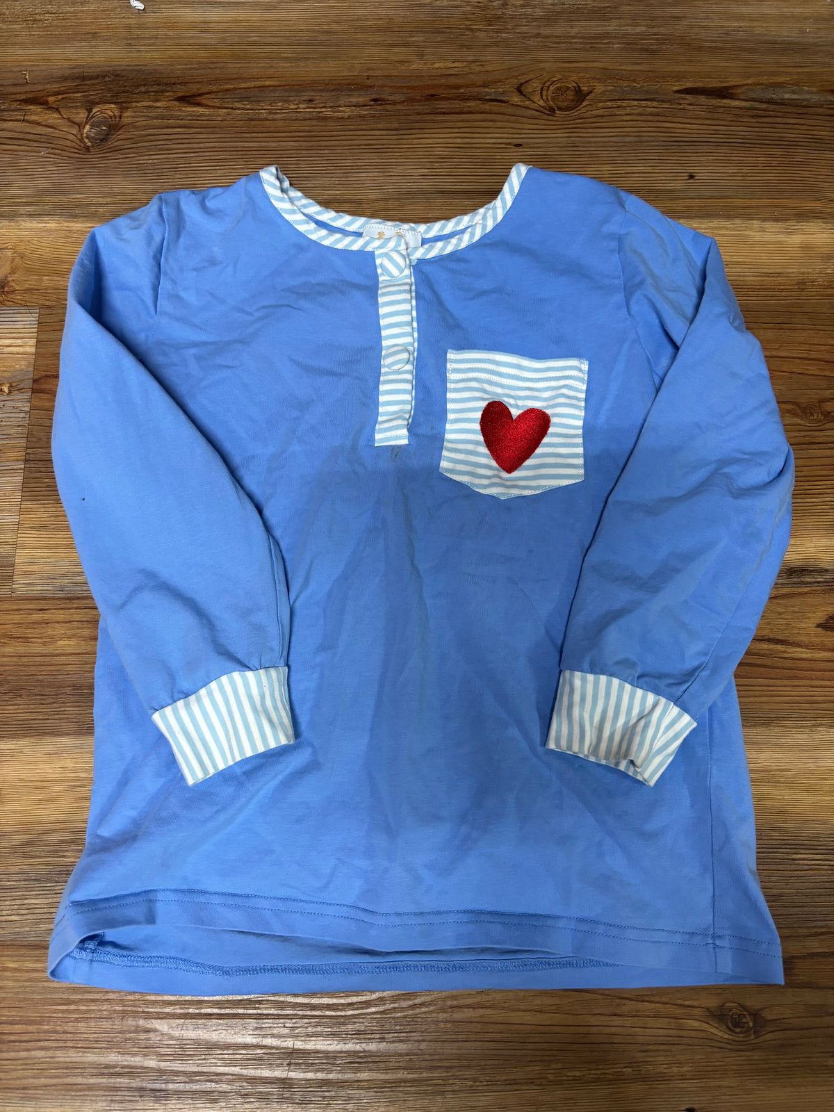 Blue Stripe Heart Shirt (spots)