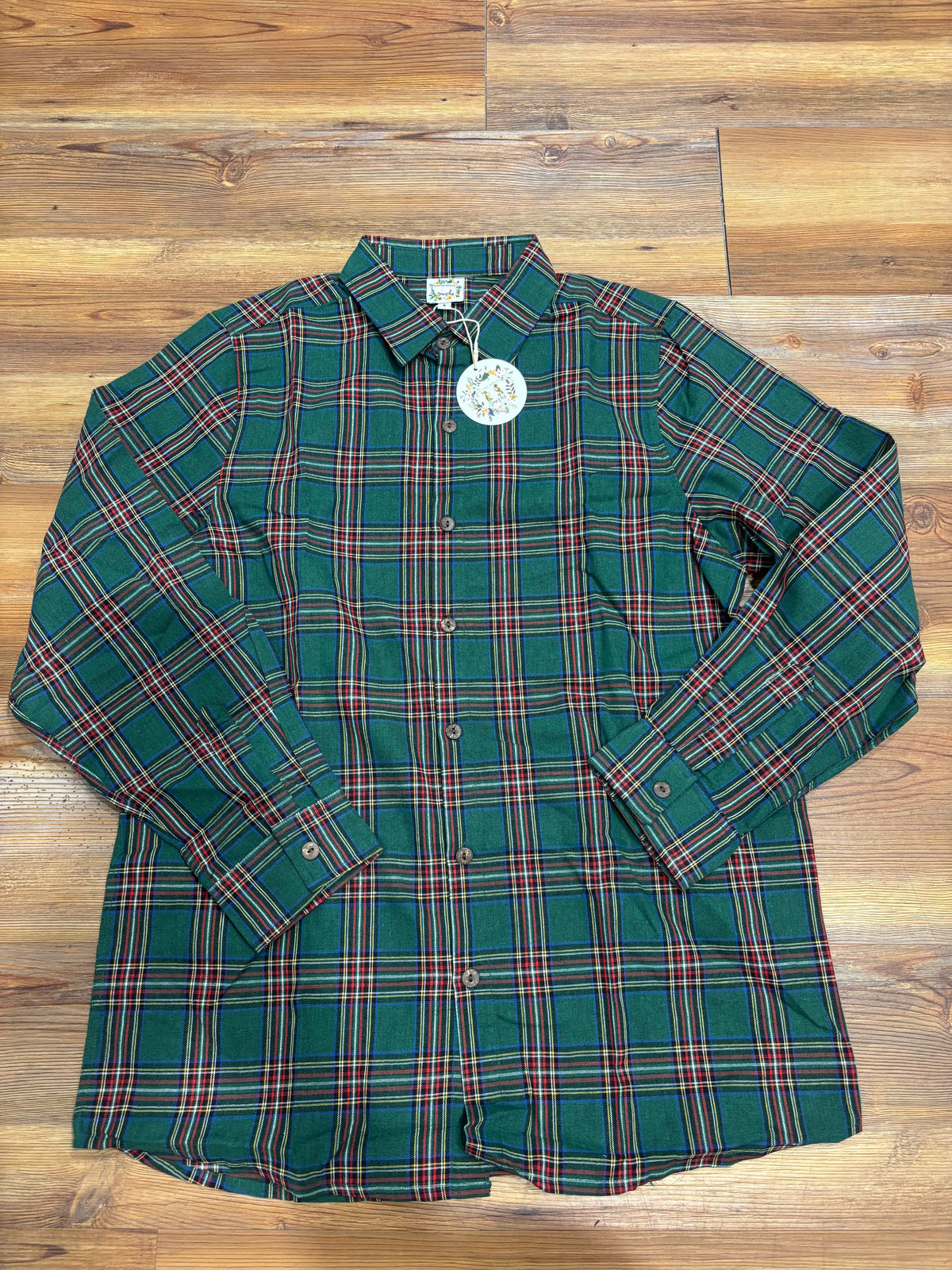 NWT Adult Christmas Plaid Button Down Shirt