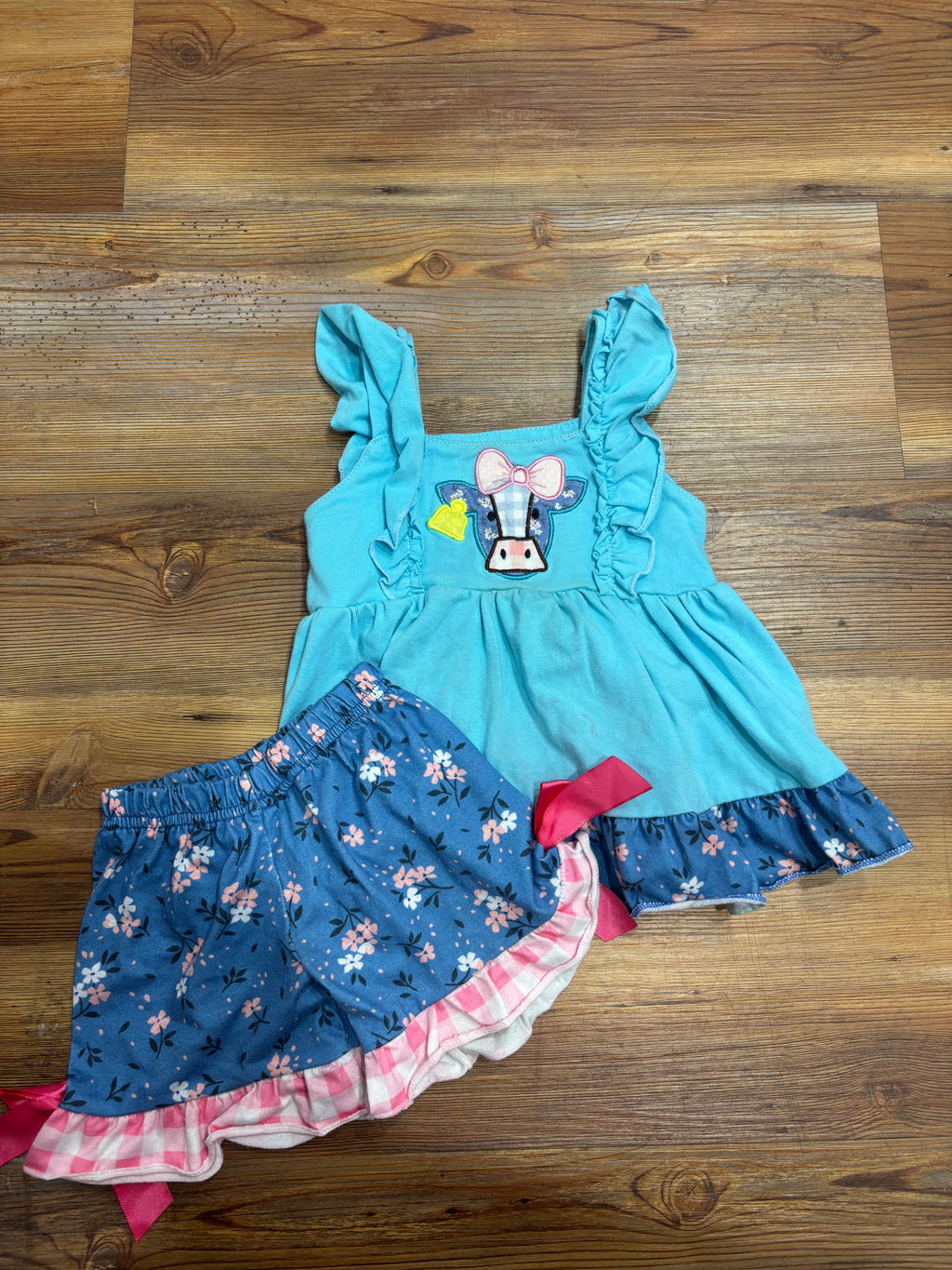 Blue Floral Cow Set (spots)