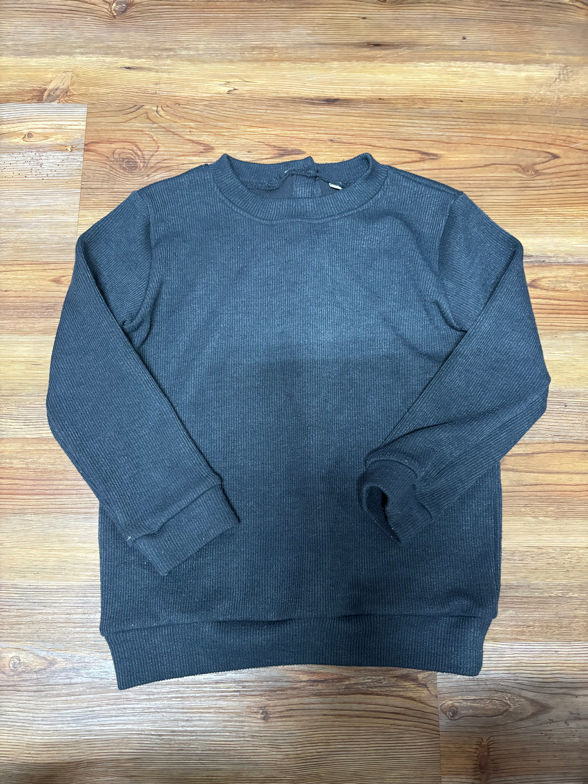 Heather Black Ribbed Sweatshirt
