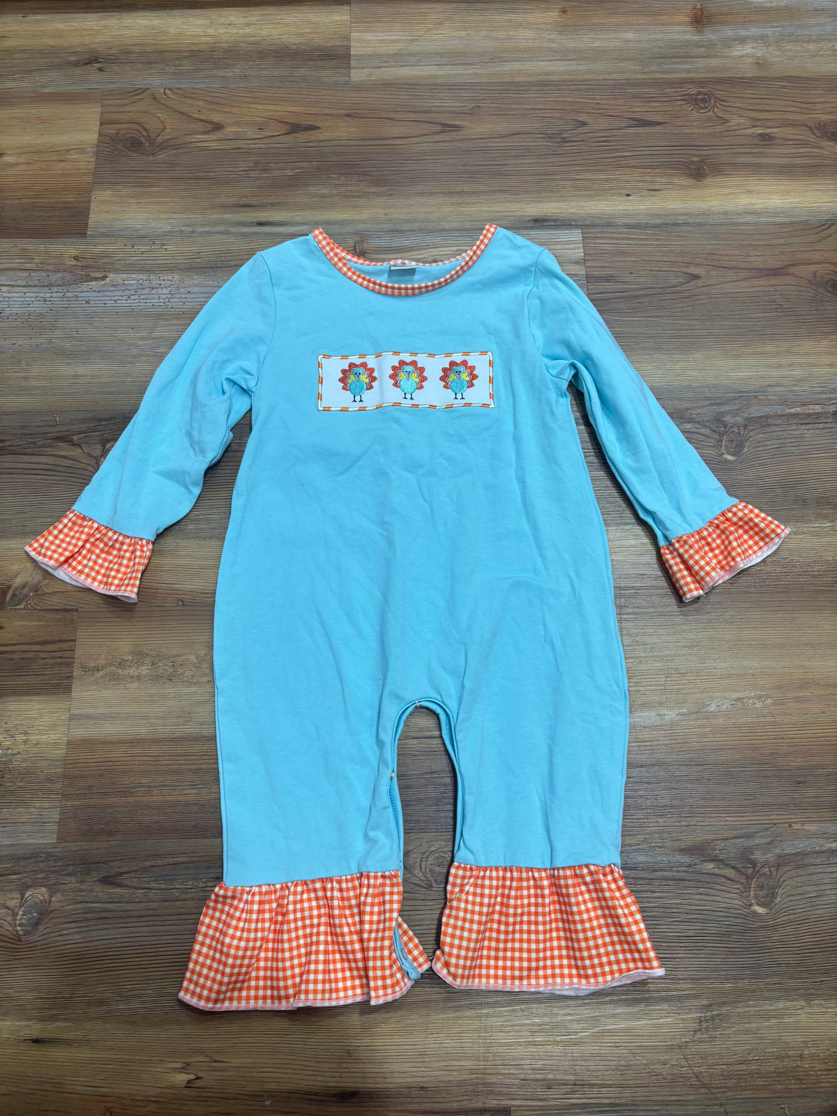 Aqua Ruffle Turkey Romper